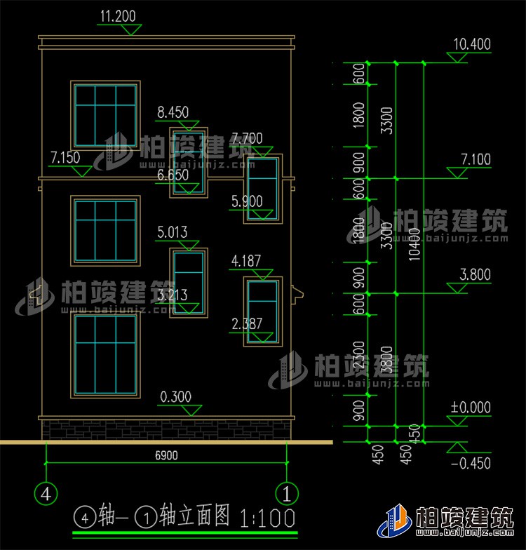 背立面图