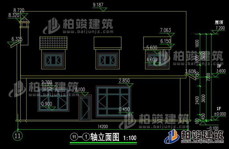 背立面图